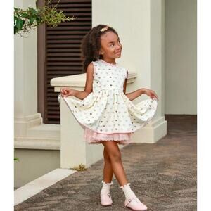 Love & Grow Candy Land Tunic / Dress Size 3T VGUC Dainty Lace and Hearts